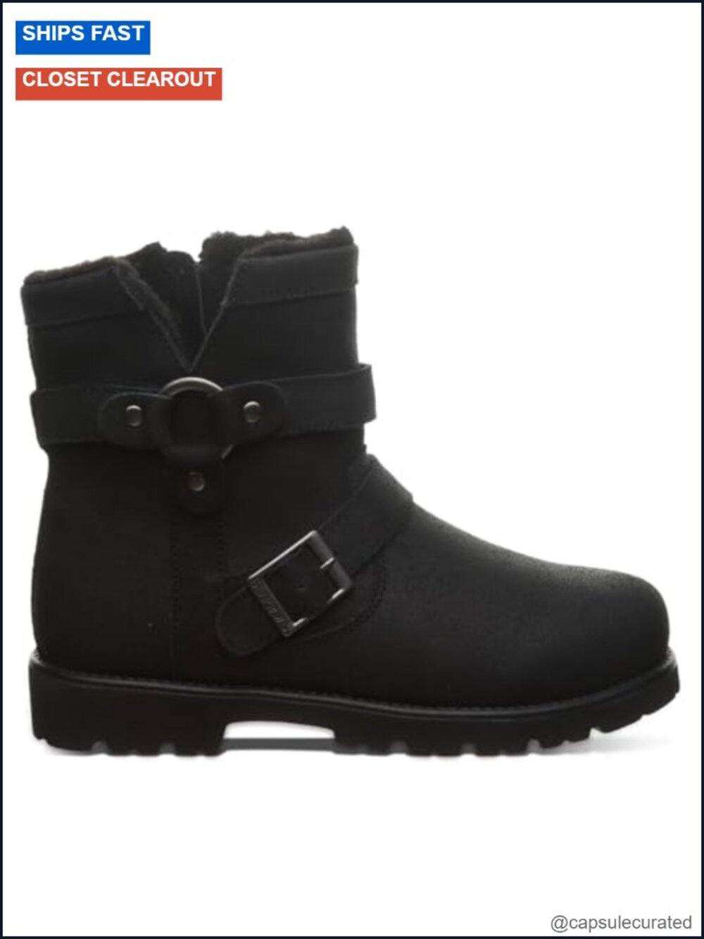 Women's Suede Mid-Calf Winter Boots with Sherpa Fleece Lining, Water Repellent,